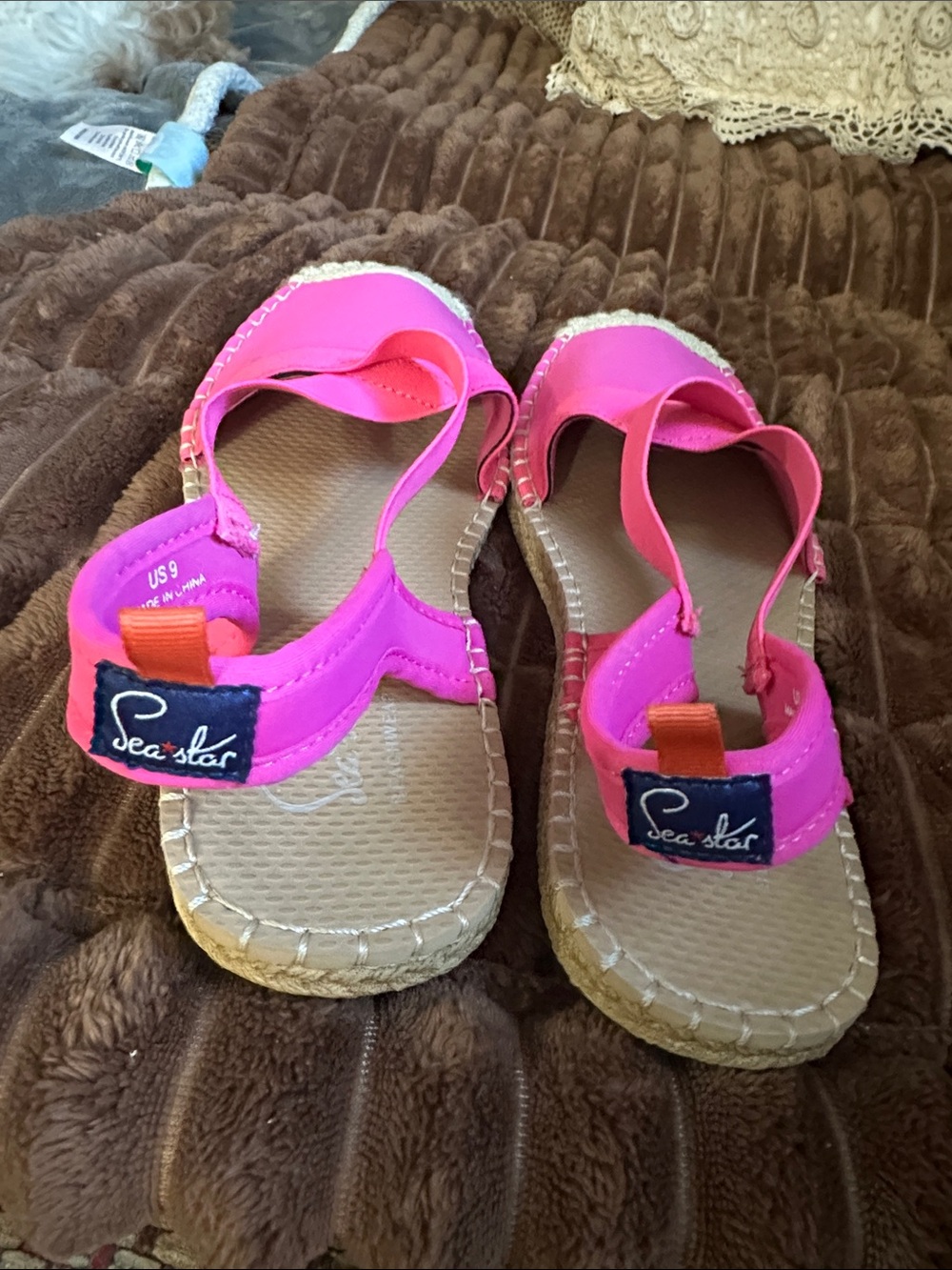 Bright Pink Espadrille Slingback Flats - Picture 3 of 5